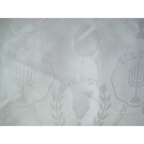 ABBY Tablecloth Shabbat Shabbos Jewish Menorah Candles Polyester 145 x 350 cm - Picture 7 of 14